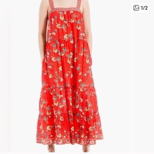 Max studio floral tiered cotton blend maxi dress